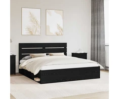 Lovos rėmas Juoda 200 x 200 cm Kietos pušies mediena