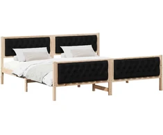 Lovos rėmas Juoda 200 x 200 cm Kietos pušies mediena