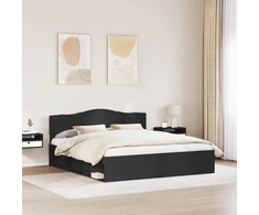 Lovos rėmas Juoda 200 x 200 cm Kietos pušies mediena