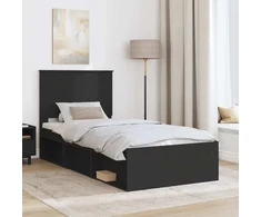 Lova Lovos rėmas Juoda 90 x 200 cm Kietos pušies mediena