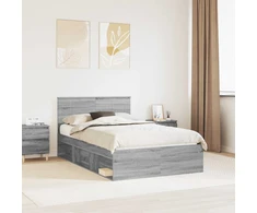 Lova Lovos rėmas Pilkas Sonoma 120 x 190 cm Kietos pušies mediena
