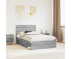 Lova Lovos rėmas Pilkas Sonoma 120 x 190 cm Kietos pušies mediena