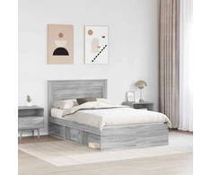 Lova Lovos rėmas Pilkas Sonoma 120 x 190 cm Kietos pušies mediena