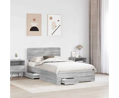Lova Lovos rėmas Pilkas Sonoma 135 x 190 cm Apdirbta mediena
