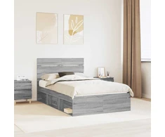 Lova Lovos rėmas Pilkas Sonoma 135 x 190 cm Kietos pušies mediena