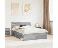 Lova Lovos rėmas Pilkas Sonoma 135 x 190 cm Kietos pušies mediena