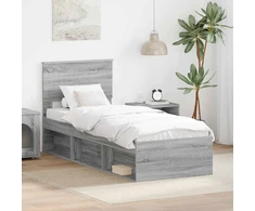 Lova Lovos rėmas Pilkas Sonoma 75 x 190 cm Kietos pušies mediena