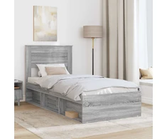 Lova Lovos rėmas Pilkas Sonoma 75 x 190 cm Kietos pušies mediena