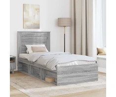 Lova Lovos rėmas Pilkas Sonoma 75 x 190 cm Kietos pušies mediena