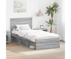 Lova Lovos rėmas Pilkas Sonoma 90 x 190 cm Kietos pušies mediena