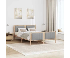 Lova Lovos rėmas Ruda ir šviesiai pilka 135 x 190 cm Pušies masyvas
