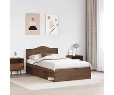 Lova Lovos rėmas Rudas ąžuolas 120 x 190 cm Kietos pušies mediena