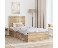 Lova Lovos rėmas Sonoma ąžuolas 75 x 190 cm Kietos pušies mediena
