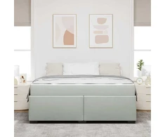 Lovos rėmas su čiužiniu Šviesiai pilka 180 x 200 cm audinys