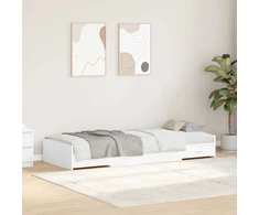 Lova Lovos rėmas su stalčių Balta 100 x 200 cm Apdirbta mediena