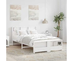 Lovos rėmas su lentyna Balta 140 x 190 cm Tvirtas pušies medis