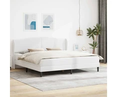 Lova Lovos rėmas su galvūgalio Balta 180 x 200 cm Dirbtinė oda