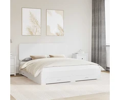 Lovos rėmas su galvūgalio Balta 180 x 200 cm Apdirbta mediena