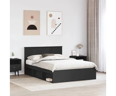 Lovos rėmas su galvūgalio Juoda 150 x 200 cm Apdirbta mediena