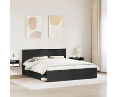 Lovos rėmas su galvūgalio Juoda 200 x 200 cm Apdirbta mediena