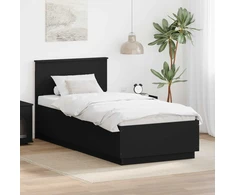 Lova Lovos rėmas su galvūgalio Juoda 90 x 200 cm Apdirbta mediena