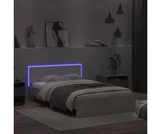 Lovos rėmas su galvūgaliu ir LED, baltos spalvos, 140x200cm