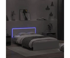 Lovos rėmas su galvūgaliu ir LED, baltos spalvos, 120x200cm