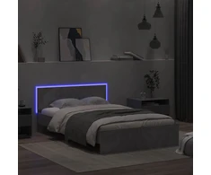 Lovos rėmas su galvūgaliu ir LED, betono pilkas, 140x190cm