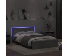 Lovos rėmas su galvūgaliu ir LED, betono pilkas, 120x190cm