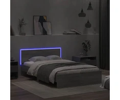 Lovos rėmas su galvūgaliu ir LED, pilkas ąžuolo, 140x190cm