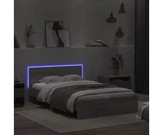 Lovos rėmas su galvūgaliu ir LED, pilkas ąžuolo, 120x190cm
