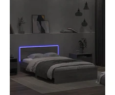 Lovos rėmas su galvūgaliu ir LED, pilkas ąžuolo, 140x200cm