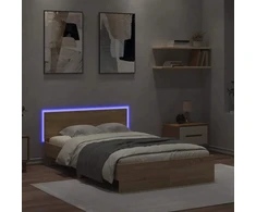Lovos rėmas su galvūgaliu ir LED, sonoma ąžuolo, 120x200cm