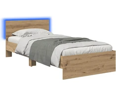 Lova Lovos rėmas su LED Artisano ąžuolo 80 x 200 cm Apdirbta mediena