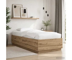 Lova Lovos rėmas su LED Artisano ąžuolo 80 x 200 cm Apdirbta mediena