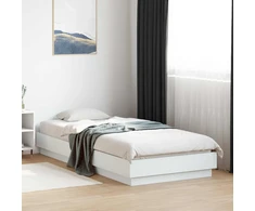 Lova Lovos rėmas su LED Balta 80 x 200 cm Apdirbta mediena