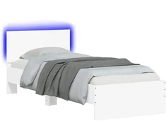 Lova Lovos rėmas su LED Balta 80 x 200 cm Apdirbta mediena