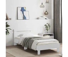 Lova Lovos rėmas su LED Balta 80 x 200 cm Apdirbta mediena
