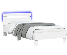 Lova Lovos rėmas su LED Balta 80 x 200 cm Apdirbta mediena