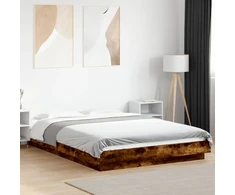 Lovos rėmas su LED, dūminio ąžuolo, 120x200cm, apdirbta mediena