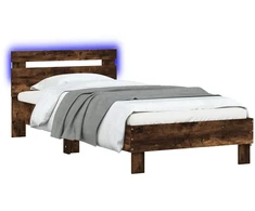 Lova Lovos rėmas su LED Dūminio ąžuolo 80 x 200 cm Apdirbta mediena