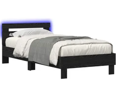 Lova Lovos rėmas su LED Juodojo ąžuolo 80 x 200 cm Apdirbta mediena