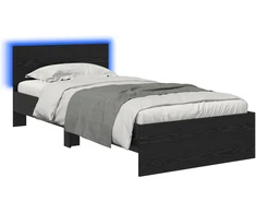 Lova Lovos rėmas su LED Juodojo ąžuolo 80 x 200 cm Apdirbta mediena