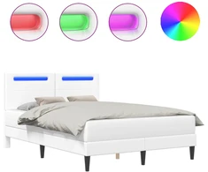 Lova Lovos rėmas su LED juostelėmis Balta 120 x 200 cm Dirbtinė oda