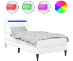 Lova Lovos rėmas su LED juostelėmis Balta 80 x 200 cm Dirbtinė oda
