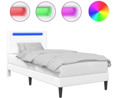 Lova Lovos rėmas su LED juostelėmis Balta 90 x 200 cm Dirbtinė oda