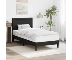 Lova Lovos rėmas su LED juostelėmis Juoda 100 x 200 cm Dirbtinė oda
