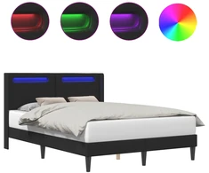 Lova Lovos rėmas su LED juostelėmis Juoda 120 x 200 cm Dirbtinė oda