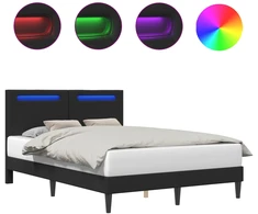 Lova Lovos rėmas su LED juostelėmis Juoda 120 x 200 cm Dirbtinė oda