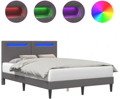 Lova Lovos rėmas su LED juostelėmis Pilka 120 x 190 cm Dirbtinė oda